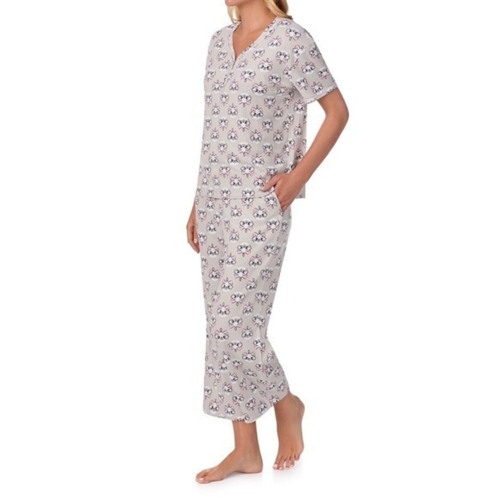 Disney Aristocats Pajama Set Women 3XL Grey Marie Ribbed‎ Knit 2pc New